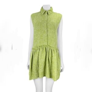 NWT Zara Lime Green Tweed Sleeveless Dress Size Medium